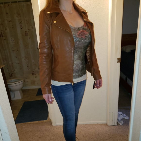 NWT Guess brown leather jacket - Picture 6 of 7
